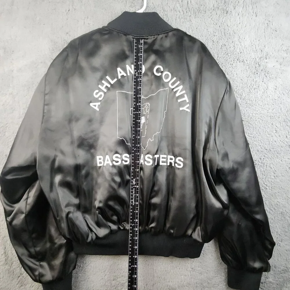 Vintage Satin Bomber Jacket Mens 2XL Quilt Lined 90's USA Made‎ Bassmasters Ohio